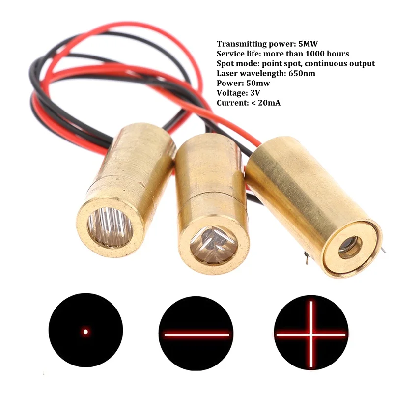 Laser Head 650nm 9mm 3V 50mW Laser Cross Diode Module Red Copper Head Line / Point / Cross Laser Diode