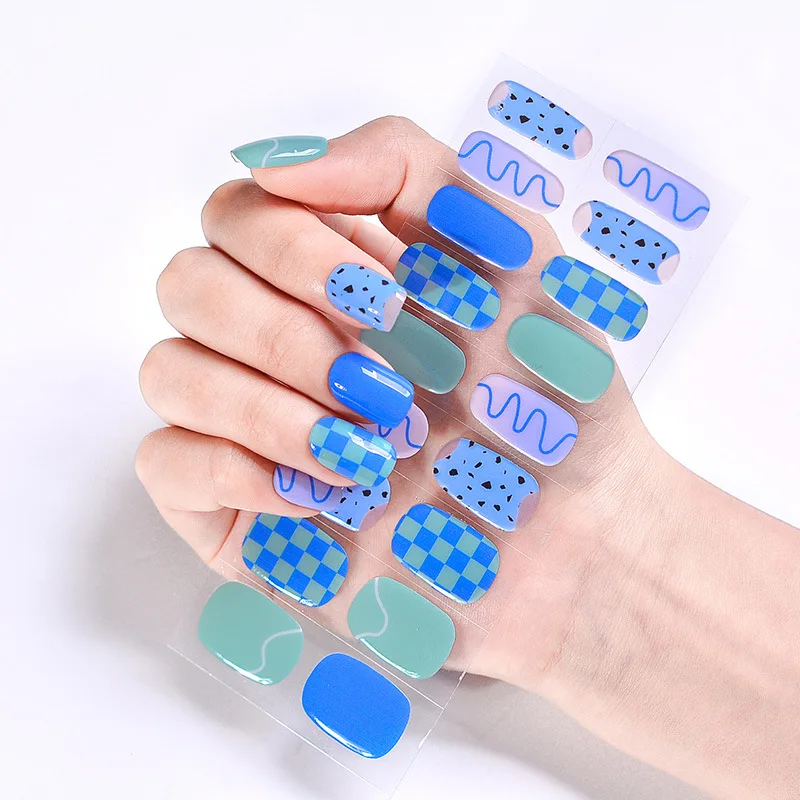 18 Tips Online Celebrity Semi-baked Gel Nail Stickers Waterproof and Durable 3d Removable and Wearable Nail Decals