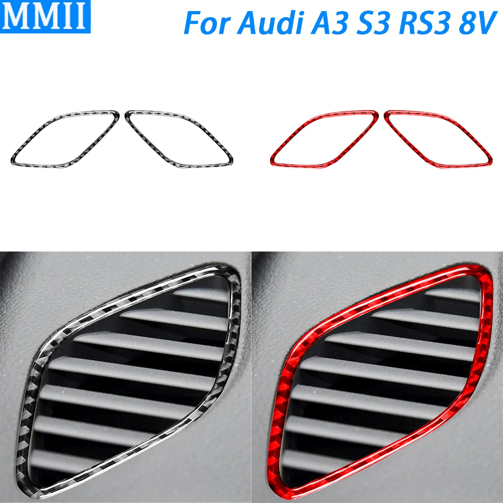 For Audi A3 S3 RS3 8V 2013-19 Carbon Fiber Dashboard Defogger Air Vent Outlet Pnael Trim Cover Car Interior Accessories Sticker