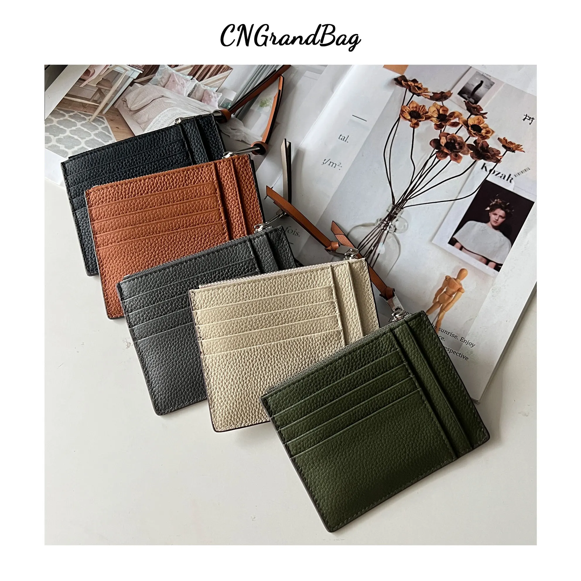 

Custom Women Genuine Leather Small Wallet Zip Coin Purse Fashion Patchwork Credit Multi Card Holders Female Daily Money Case