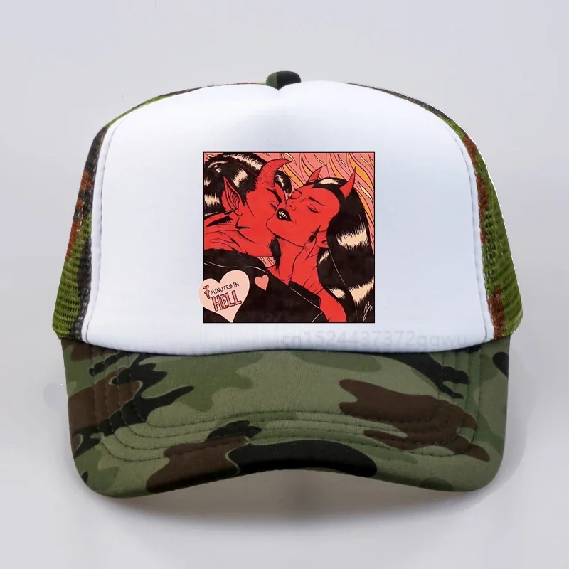 الصيف الحب والجحيم طباعة قبعة بيسبول شيك Harajuku خمر الشيطان قبلة الهيب هوب قبعة موضة الملاك والشيطان للجنسين قبعات ترد لمكانها #3