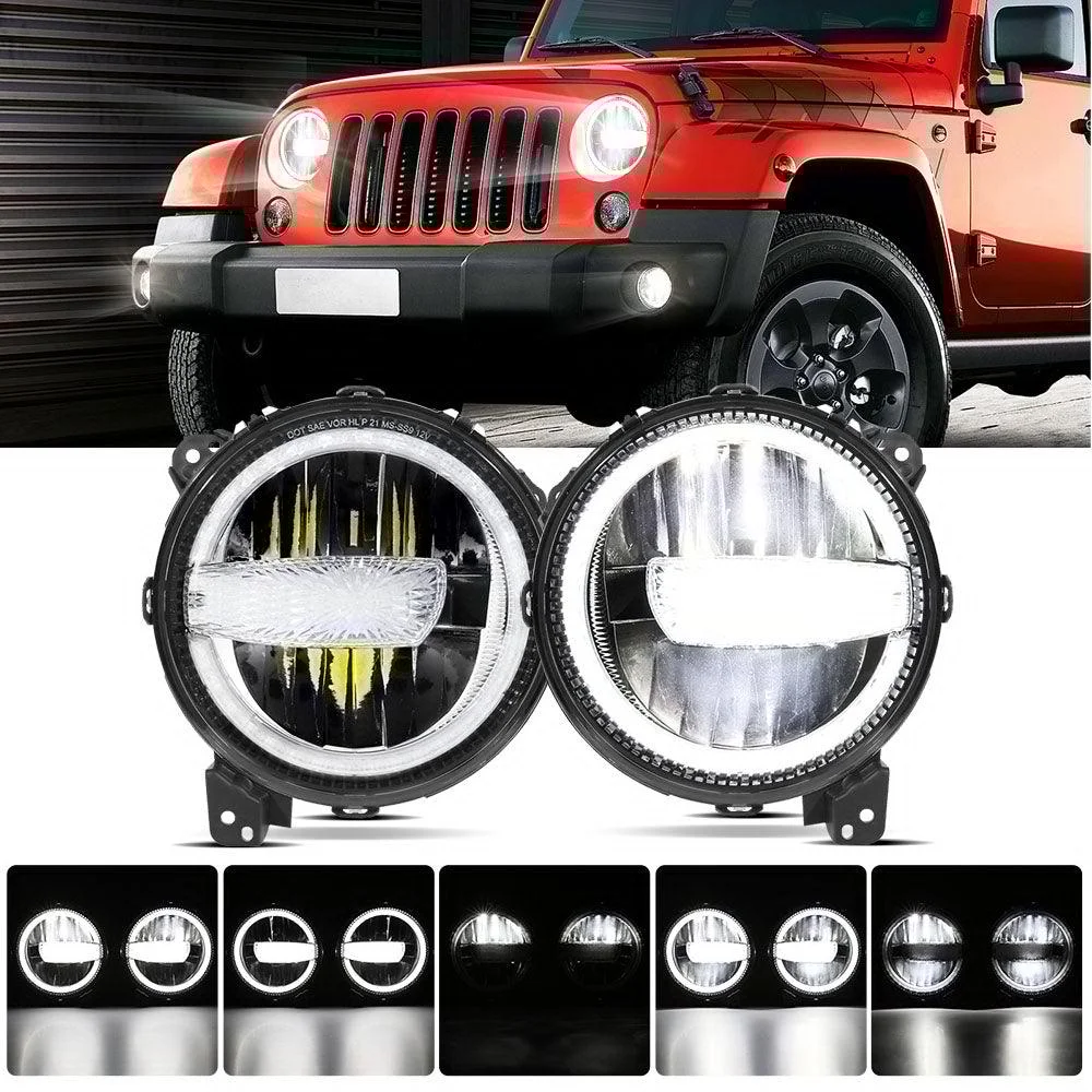 9 inch LED Headlights Daytime Running Light DRL with Halo Ring Hi-Lo Beam for Jeeps Wrangler JL Sahara Gladiator JT 2018-2021