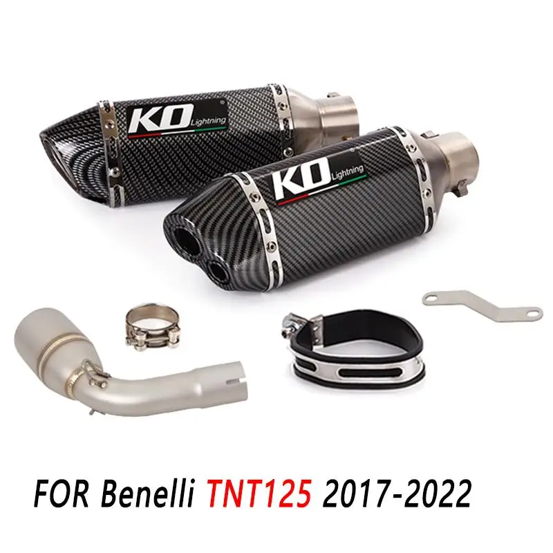 

51MM For Benelli TNT125 2017-2022 Motorcycle Exhaust Tail Pipe Mid Link Pipe Escape Muffler Connect Tube Slip On Stainless Steel