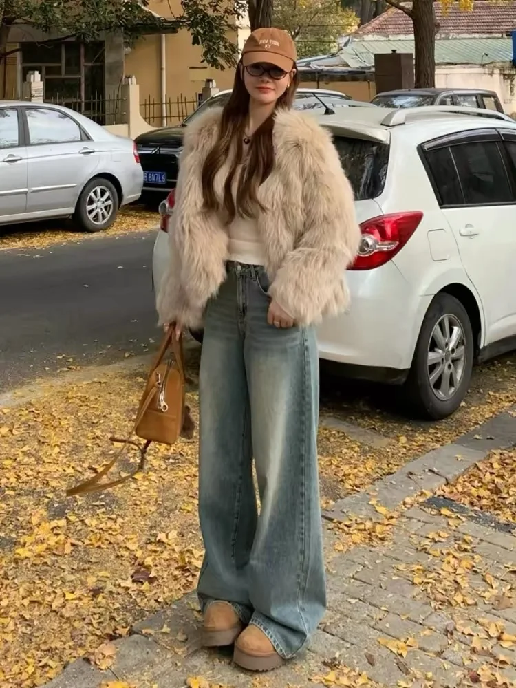 

Retro Blue Wide Leg Denim Jeans Women's Spring 2026 New American Small Size Drapey Straight Floor-Length Pants