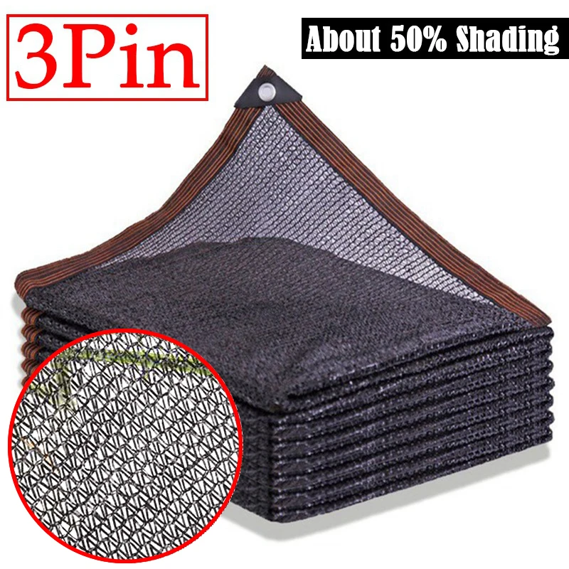 3Pin Black Garden Sun Shade Net Anti-UV Plants Sun Shelter Greenhouse Shading Cover Agriculture Sun Protection NetOutdoor Awning