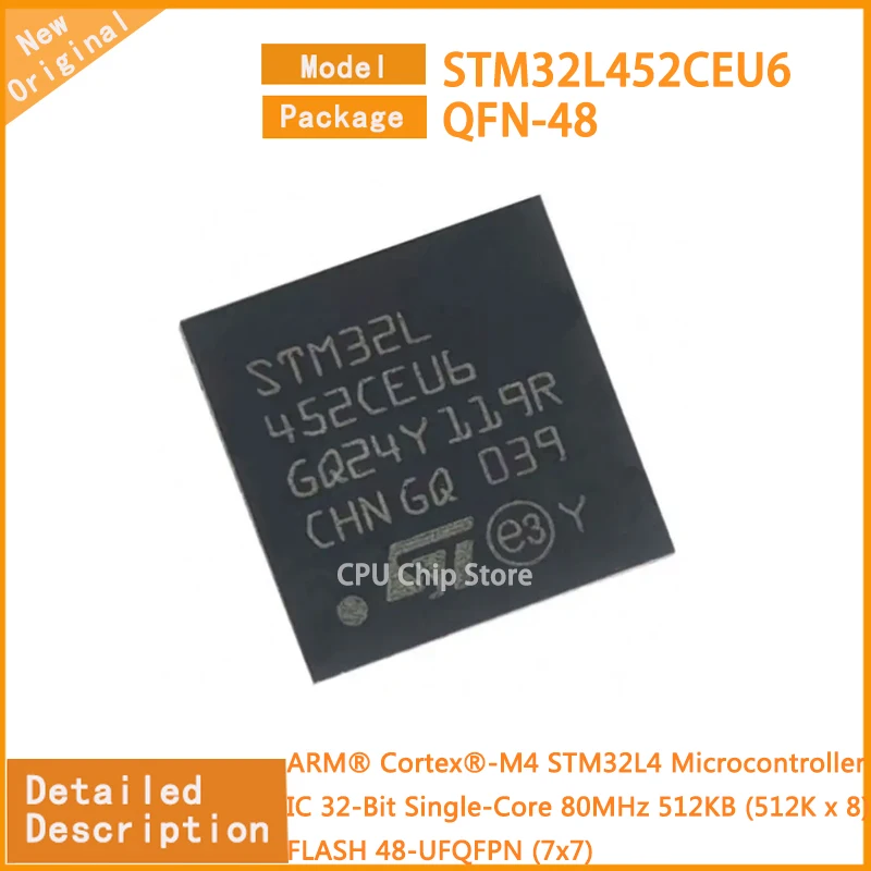 5Pcs/Lot New Original STM32L452CEU6 STM32L452 Microcontroller IC 32-Bit Single-Core 80MHz 512KB (512K x 8) FLASH 48-UFQFPN (7x7)