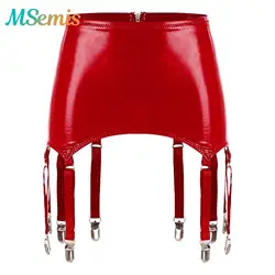 Porte-jarretelles en cuir verni pour femmes avec clips en métal, porte-jarretelles pour jupes, sous-vêtements de costume Wlwear