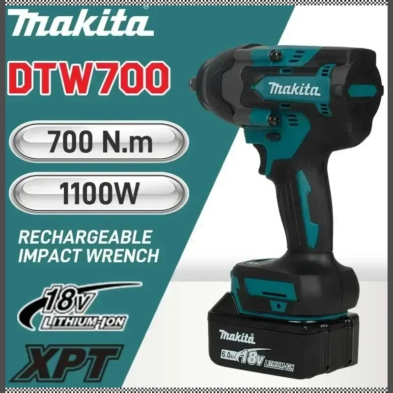 

Аккумуляторный ударный гайковерт Makita DTW700 с высоким крутящим моментом, бесщеточный, 18В, электроинструмент, дрель-шуруповерт, бесплатная доставка
