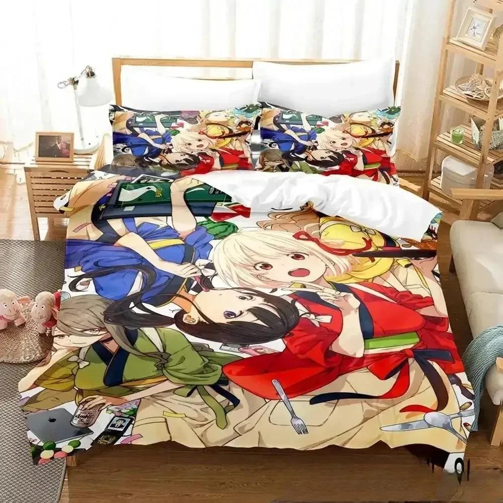 Set tempat tidur Lycoris baru mundur Single Twin Full Queen King Size Set tempat tidur Aldult anak-anak kamar tidur selimut penutup Set Anime Set seprai