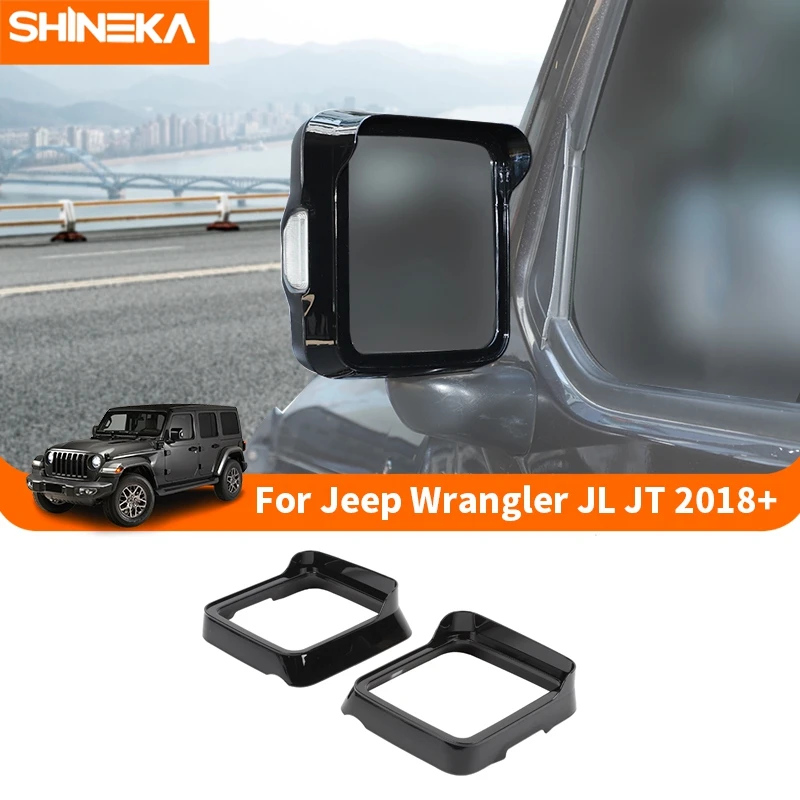 

SHINEKA Car Rearview Mirror Rain Eyebrow Frame Decoration Cover For Jeep Wrangler JL Gladiator JT 2018-2023 Exterior Accessories