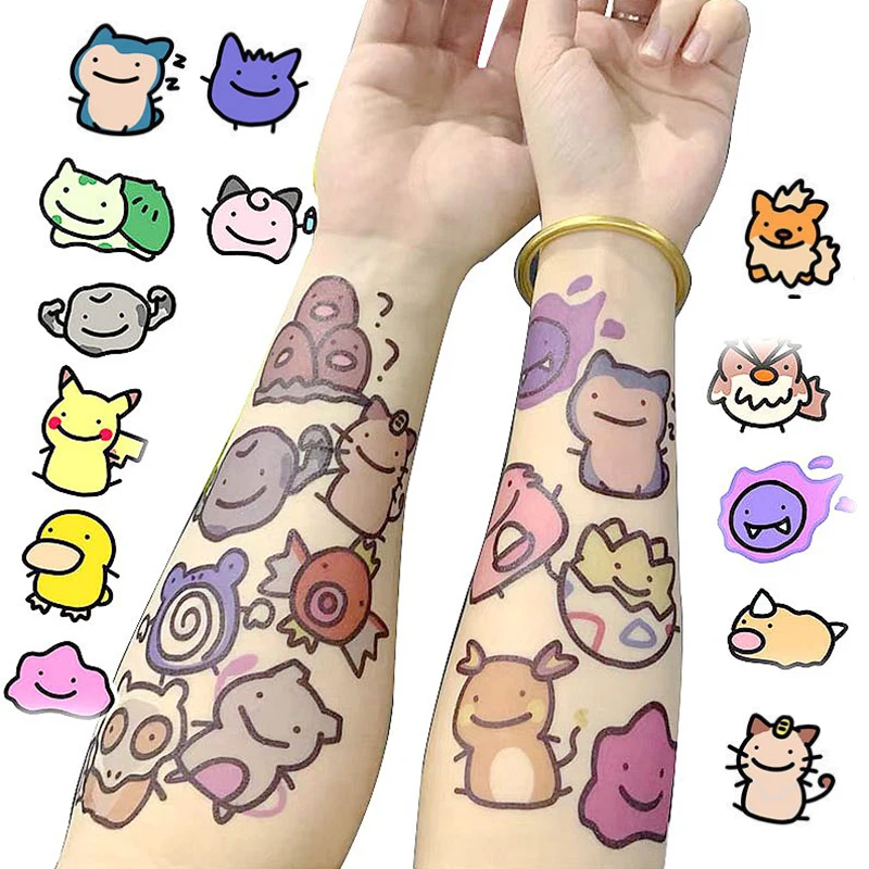 30Pcs Tattoo Stickers Original Cartoon Waterproof Cute Sticker Funny Kawaii Girl Christmas Birthday Gift Kids To