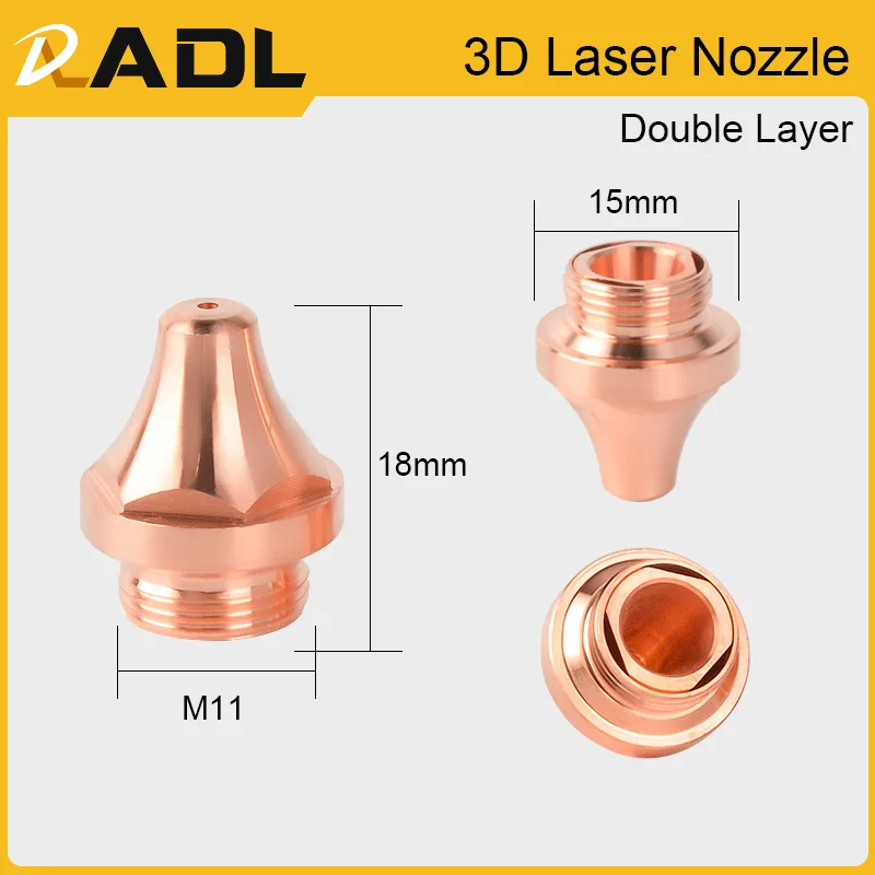 ADL 10Pcs 3D Nozzle Single&Double Layer D15H18M11 Caliber 1.0-5.0mm For Raytools BM06K 3D BS20K WSX Fiber Laser Head