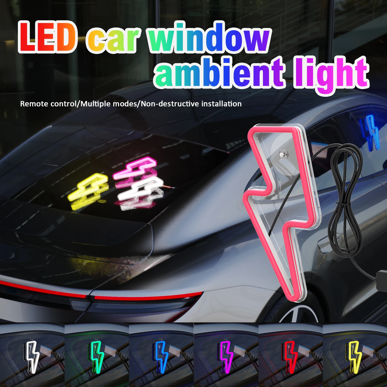 Car LED Atmosphere Creative Lightning Shaped Neon Light, USB Powered, Suitable for Game Rooms, Bedroom Decorations, Dining Bar A