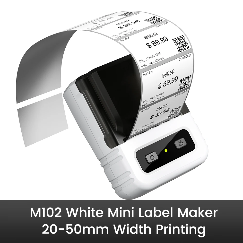

Bluetooth Label Printer M102 Portable Thermal - Handheld Barcode Sticker Maker for Address, Logo, Price Tags - No Ink Needed