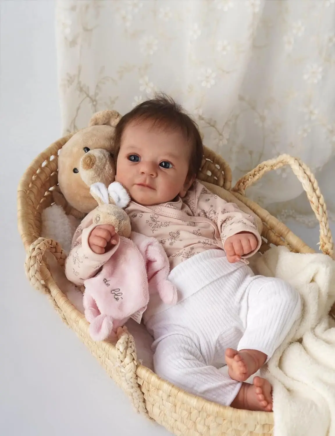

19 inch/48cm Revival Doll, Realistic Soft Touch 3D Skin, Fine Painting, Handmade Hair Transplant, Vinyl Doll, Suitable as Children's Birthday, Christmas/New Year Gift