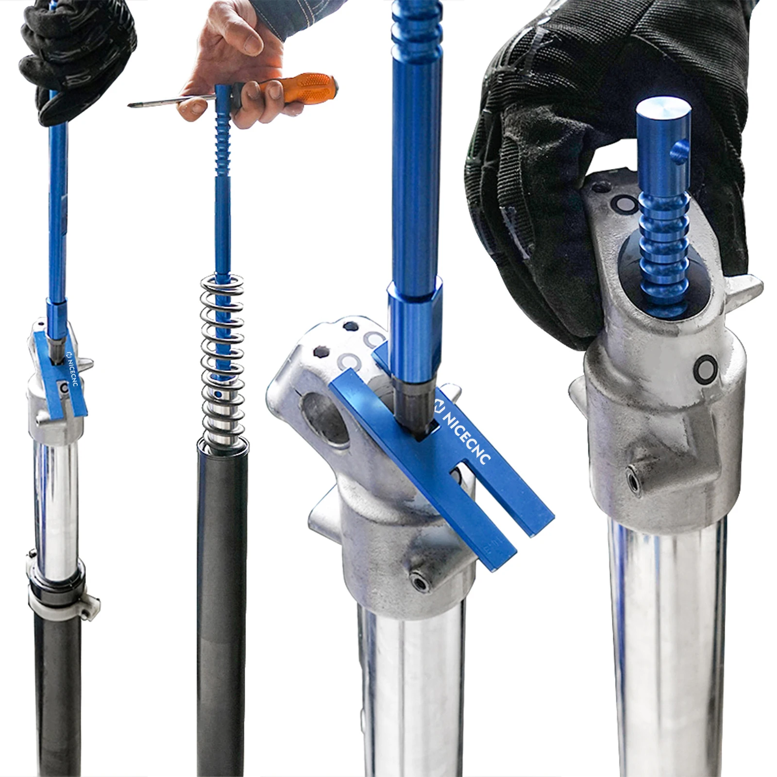 Universal Motorcycle Fork Repairing Kit Fork Damper Rod Holding Tool Fork Spring Compressor Tool Suspension Fork Bleeding Tool