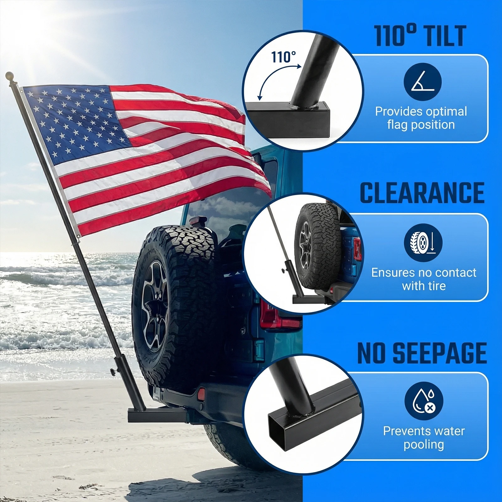 

Universal Hitch Mount Multi-Purpose Car Mount Flagpole Bracket Iron Exterior Rear Trunk Trailer Hook For SUV RV Pickup Car Truck