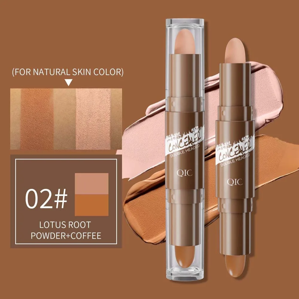 Stick Contorno Crema a Doppia Punta Lunga Durata Naturale Correttore Viso Professionale Base Liscia Trucco Completo