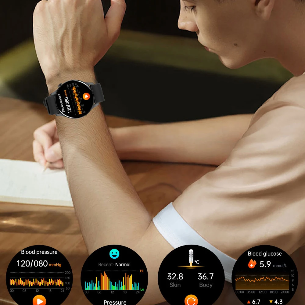 Novos relógios inteligentes femininos 1.43 polegadas tela amoled azul dente chamada moda smartwatch hrv 24h monitor de freqüência cardíaca contínua