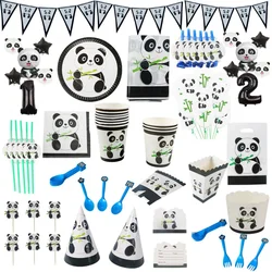 Cartoon Panda Theme Party Supply Happy Birthday Banner Napkin Panda Balloons Cake Toppers Gift Bags Baby Shower For Home