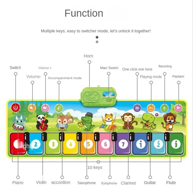 110x36cm tapete de piano musical crianças piso violino teclado tapete de dança com 8 instrumentos sons tapete do bebê estudo brinquedos educativos