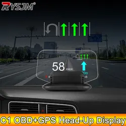 AD C1 Car Navigation Projection HUD Head Up Display Speedometer  Multiple Interfaces Car Accessories on Screen Overspeed Alarm