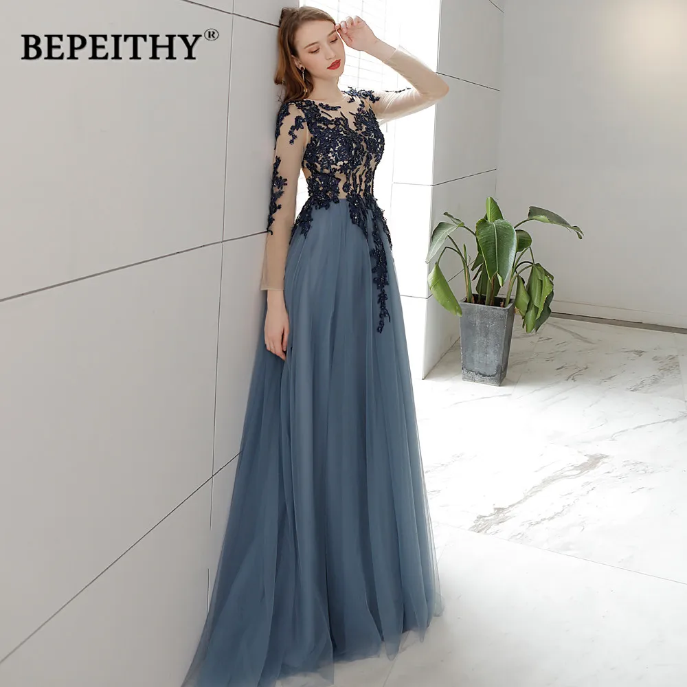 

BEPEITHY Open Back A-line Prom Dress Full Sleeves Vintage Lace Robe De Soirée Customize Vestido Elegante Mujer Para Fiesta 2023