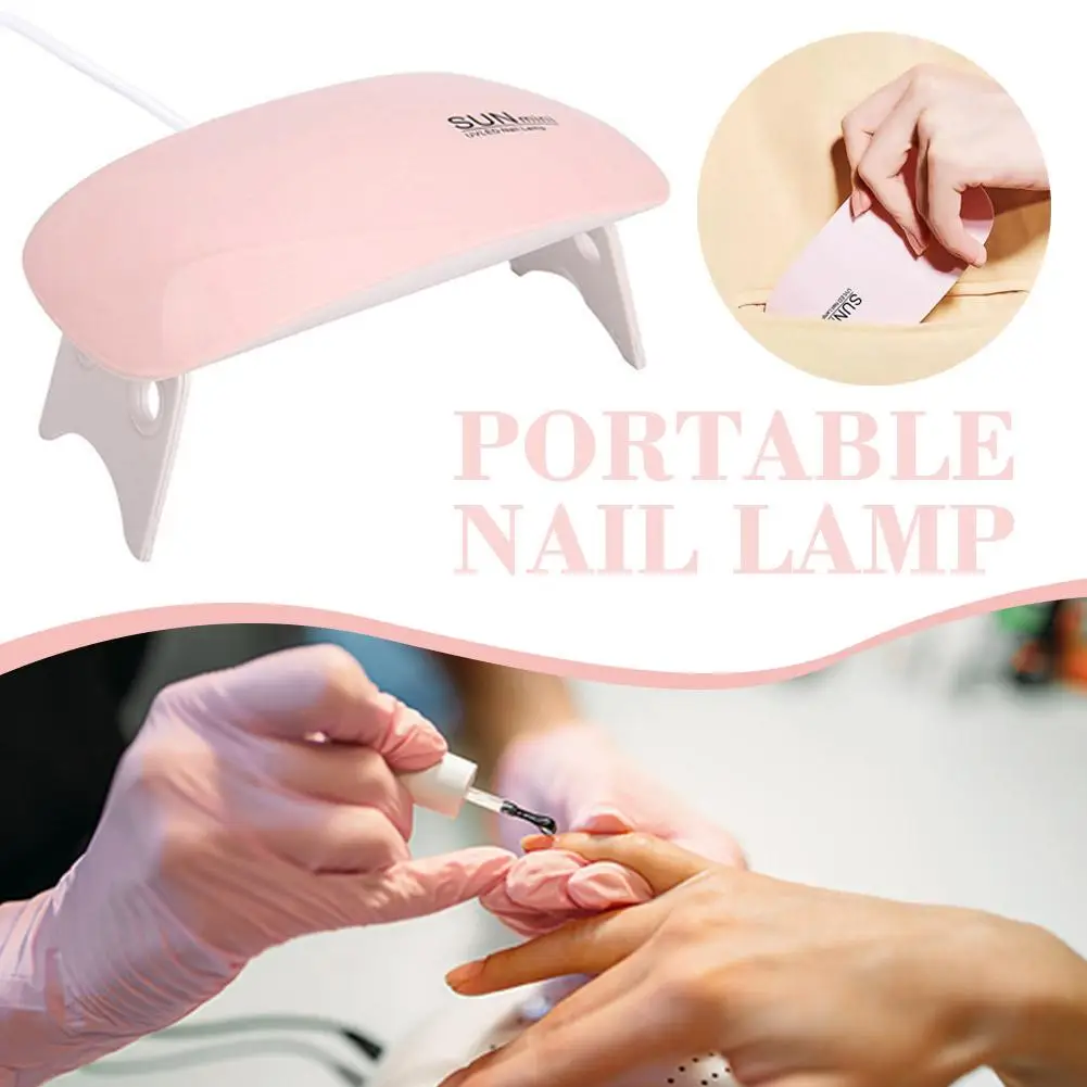 Mini UV LED Nail Lamp 6W for Curing Nail Gel Polish Portable Foldable 120s/60s Timing Manicure Dry Machine Nail Art Drying Tool