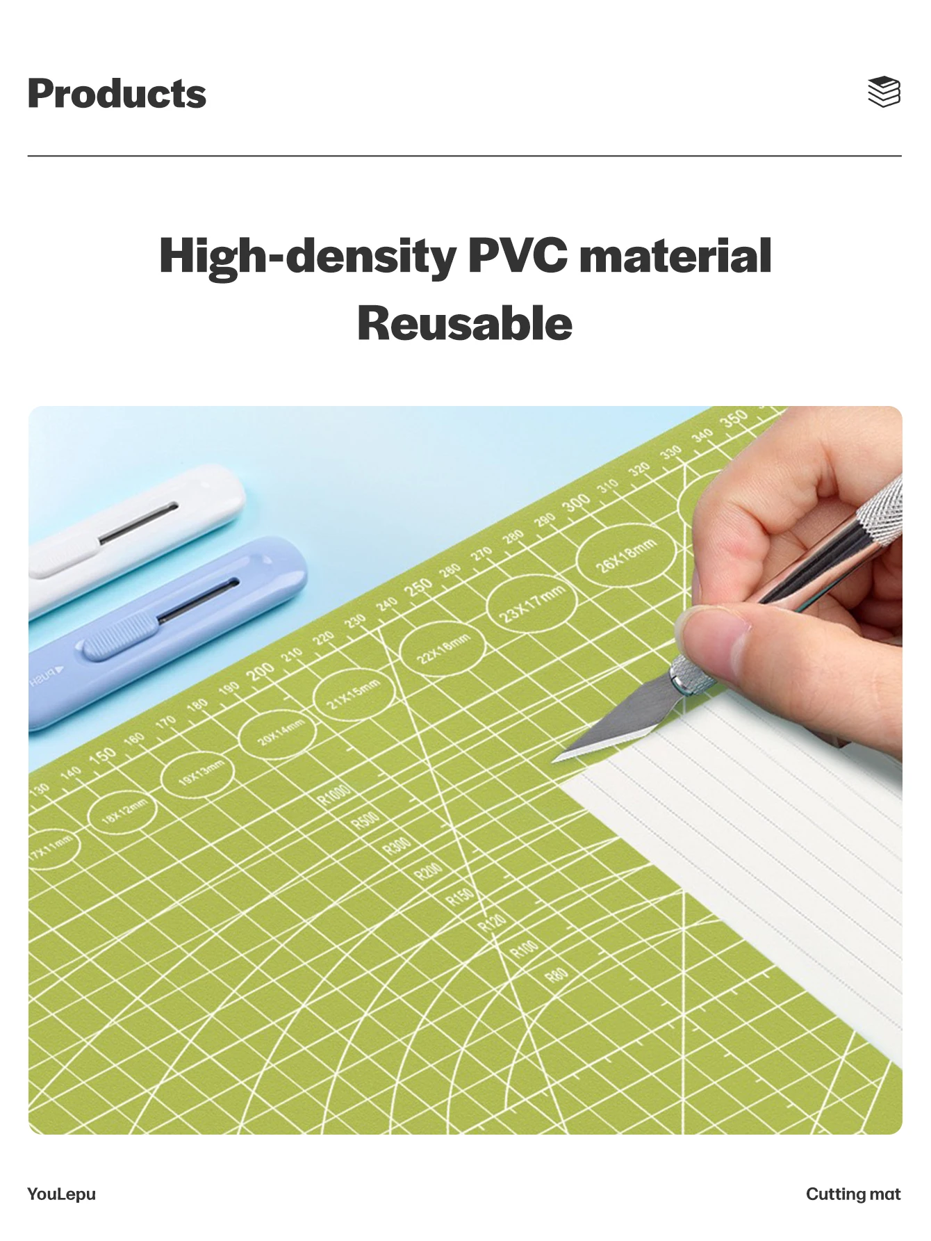 Youlepu-esteira a3 do corte do pvc da dobro-cara, almofada grossa do corte, patchwork, costura, manual, diy, gravura da faca, placa de corte do couro