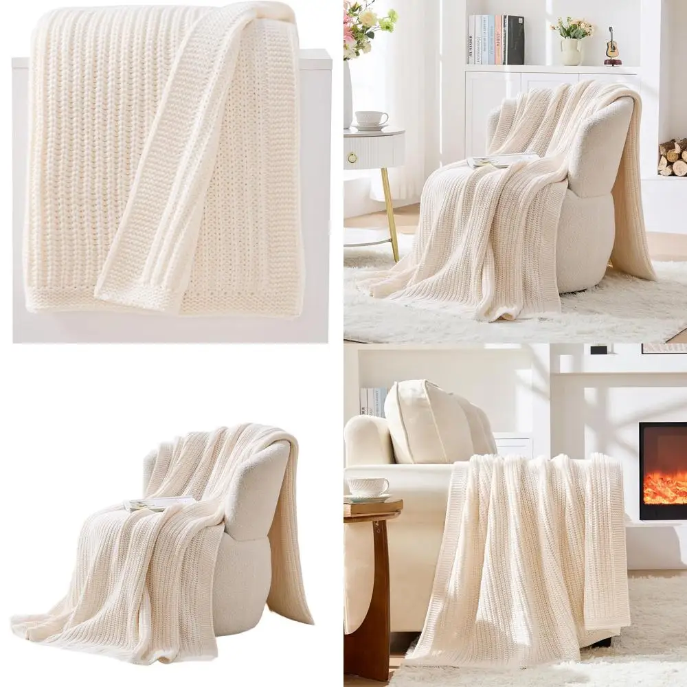 

Cozy 60x80 Chunky Knit Throw Blanket - Soft, Thick for Couch, Sofa, Bed, and Christmas Living Room Decor