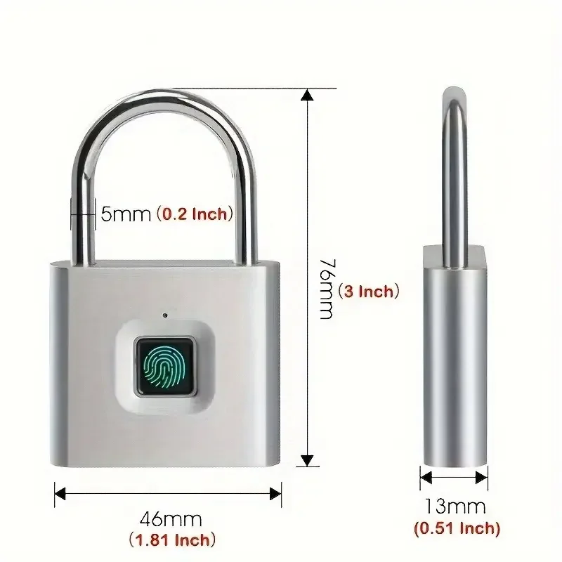 Keyless Fingerprint Padlock Ultra Light One Touch Open Fingerprint Door Lock for Gym School Luggage Backpack Suitcase Locker