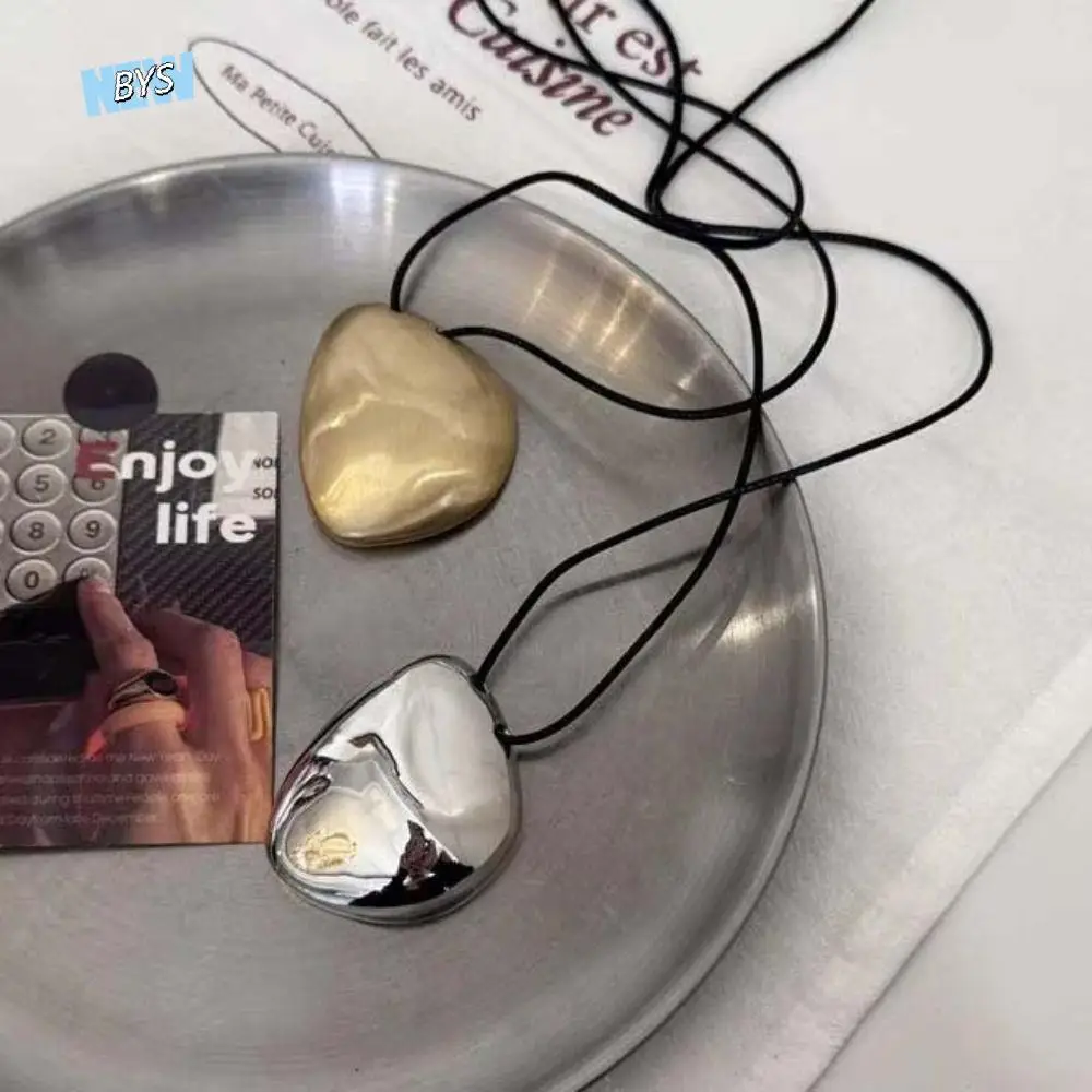 

Matte Metal Irregular Necklace Gold Silver Minimalist Geometric Pendant Simple Daily Wear Long Sweater Chain Jewelry Accessories