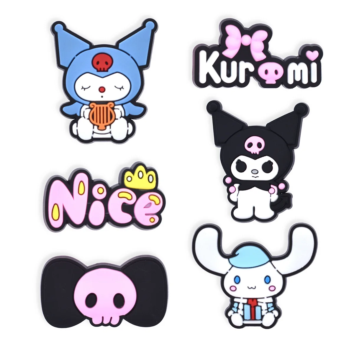 

6pcs/set Sanrio Kuromi shoe Charms Designer for Decoration Shoe Accessories for Classic Clog Kids Gifts
