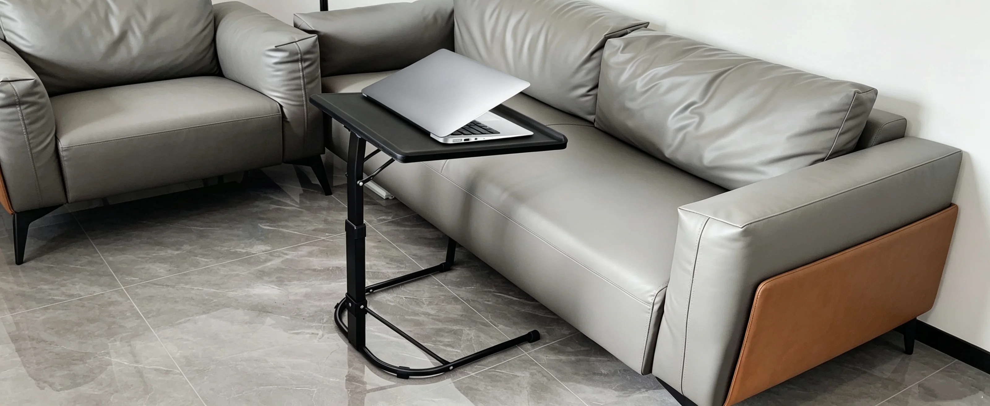 Klappbarer Beistelltisch für tragbaren Computer, höhen- und neigungsverstellbar, leicht und tragbar, für Bett, Sofa, draußen, Farbe: Schwarz, Maße: 43x43x63/70/76 cm – Detail 2