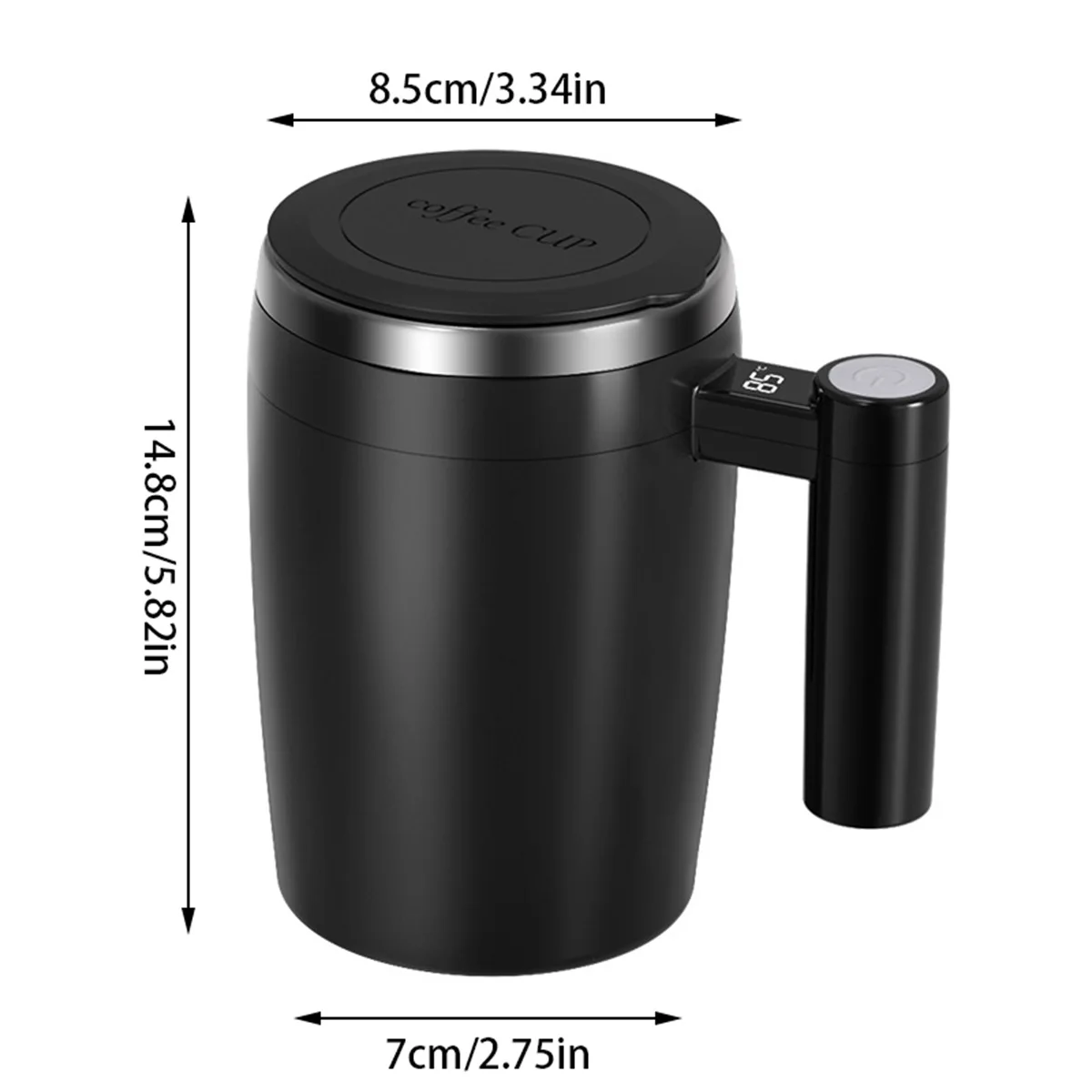 Self Stirring Coffee Mug,  Automatic Magnetic Stirring Coffee Mug with Temperature Battery LCD Electric Smart Coffee Mug Cup