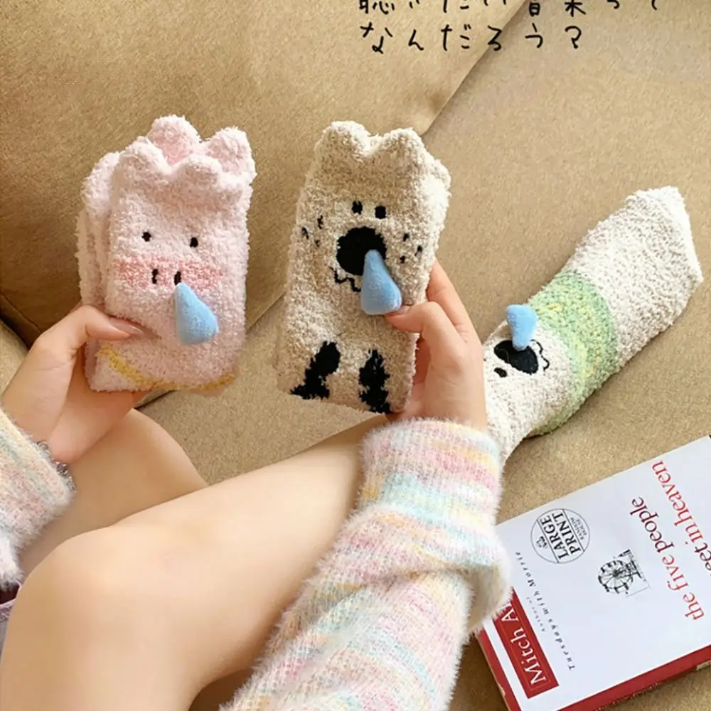 Fashion Cartoon Animal Floor Socks Multicolor Whit Snot Stocking Soft Thicken Sleep Sock Gift