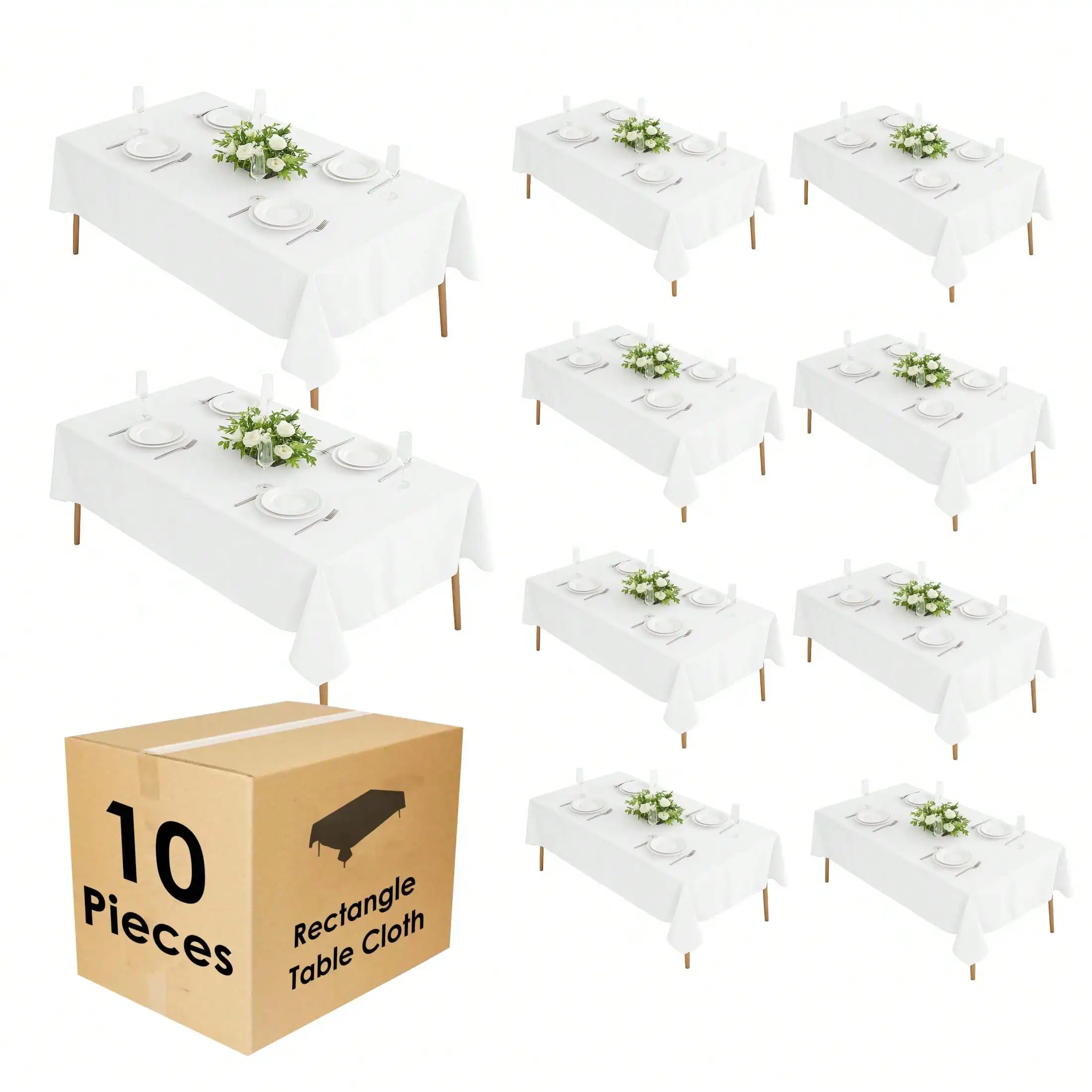 10 Pack Premium Tablecloth, Polyester Reusable And Washable Table Clothes, Polyester Fabric Table Covers For Wedding, Party, Banquet