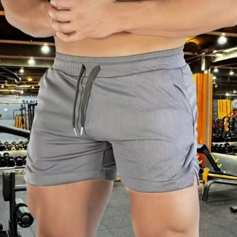 Summer thin mesh sports shorts men's breathable trend muscle fitness training three point pants running casual sports shorts