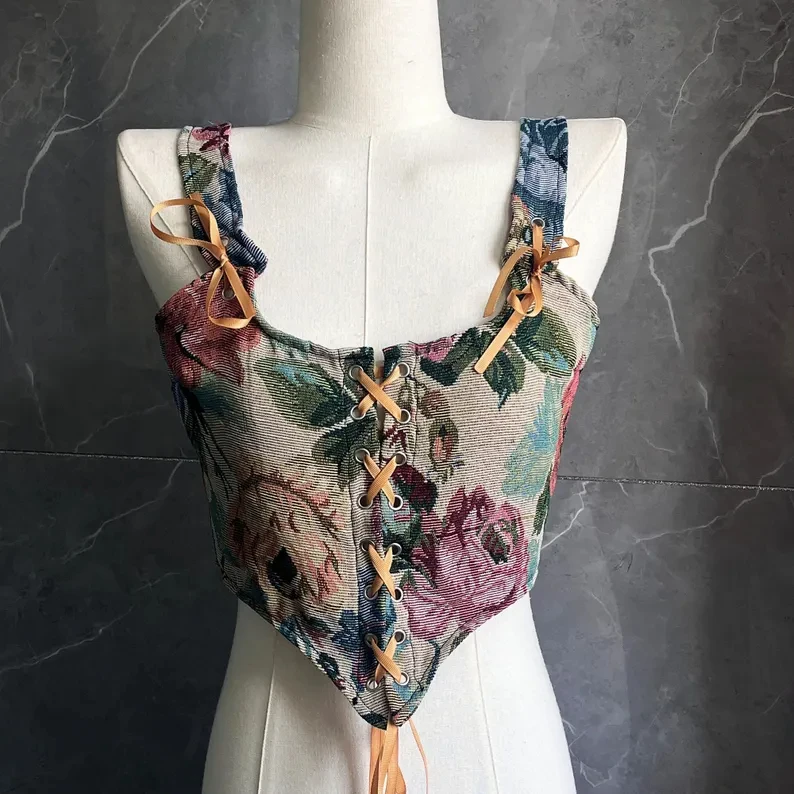 

Floral Revival Bodycon Slimming Corset Vest - Vintage Embroidery Corset for Women with Adjustable Laces and Herringbone Support