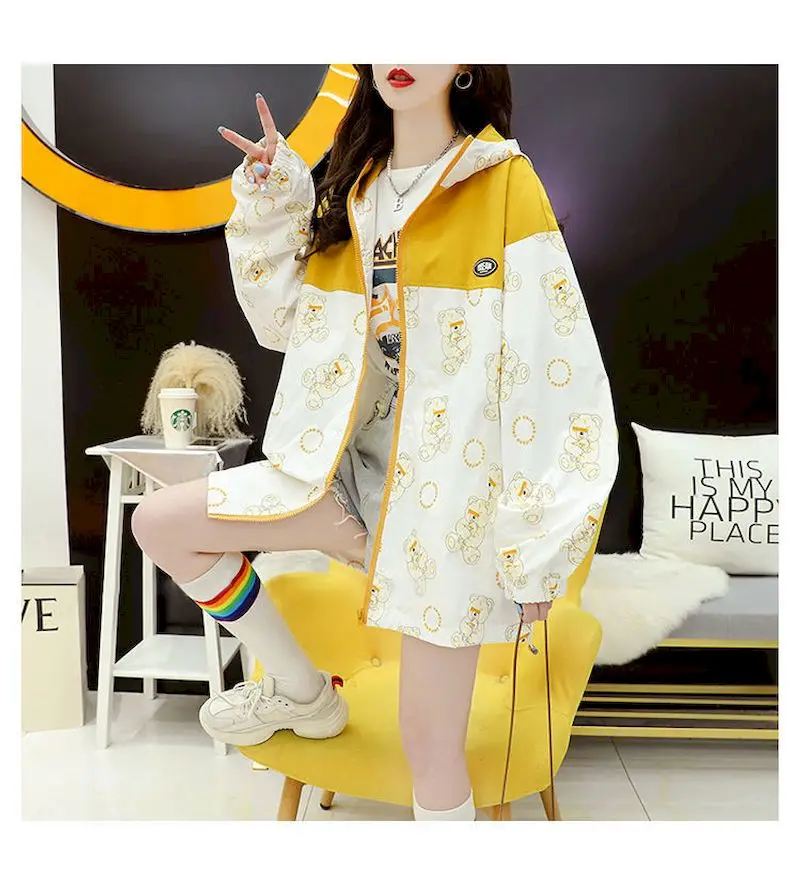 Fashion Hooded Cardigan Work Jacket Women Loose Casual Kawaii Hoodie Spring Autumn Trend Design Doll Patch Parka Coat Y2k Hoodie