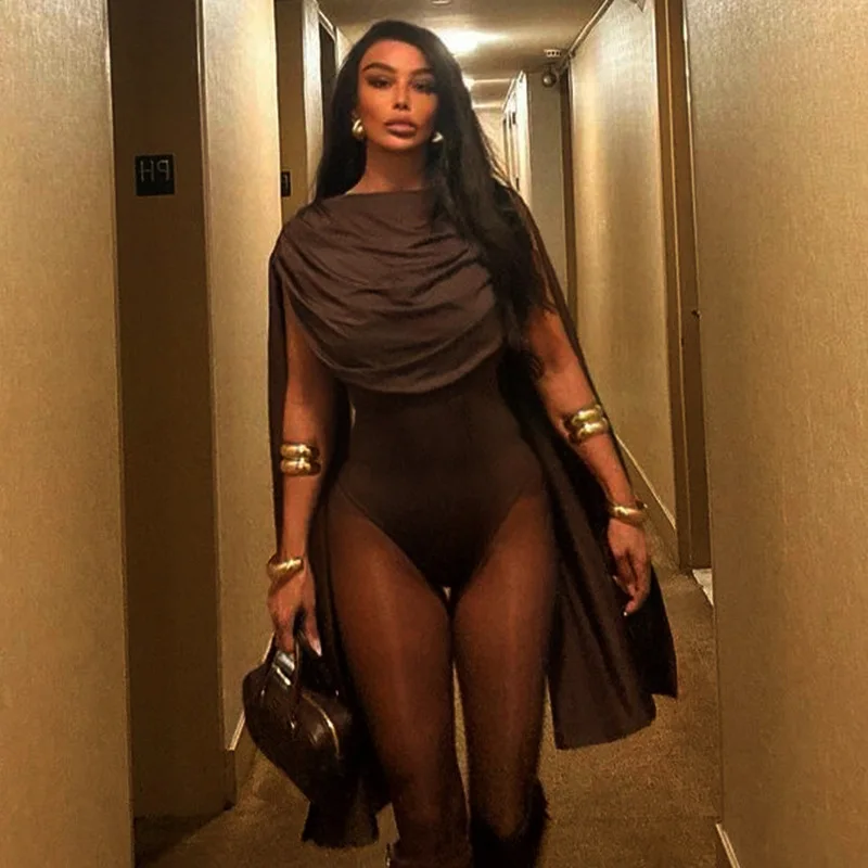 

Sexy Mature Women's Jumpsuit Sleeveless Swing Collar Bodysuit One Piece Rompers 2025 New Female Midinight Party Club Playsuit