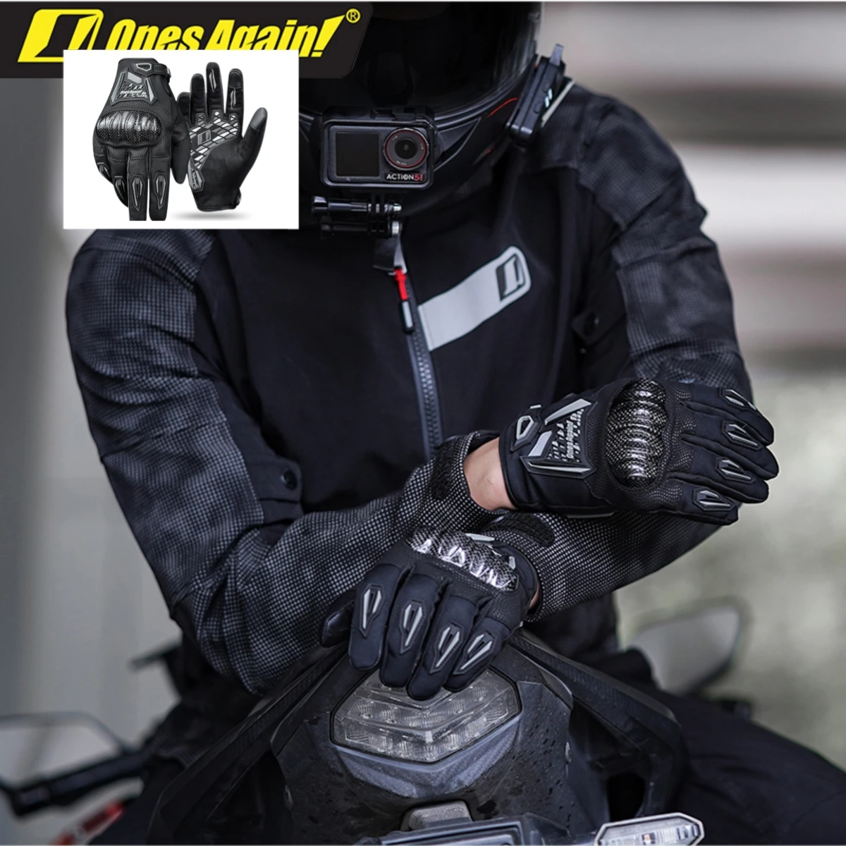 

Ones Again Winter Purple Motorcycle Full Finger Gloves Waterproof Warm Carbon Fiber Protective Off-Road Motorcycle Gloves S-XXL