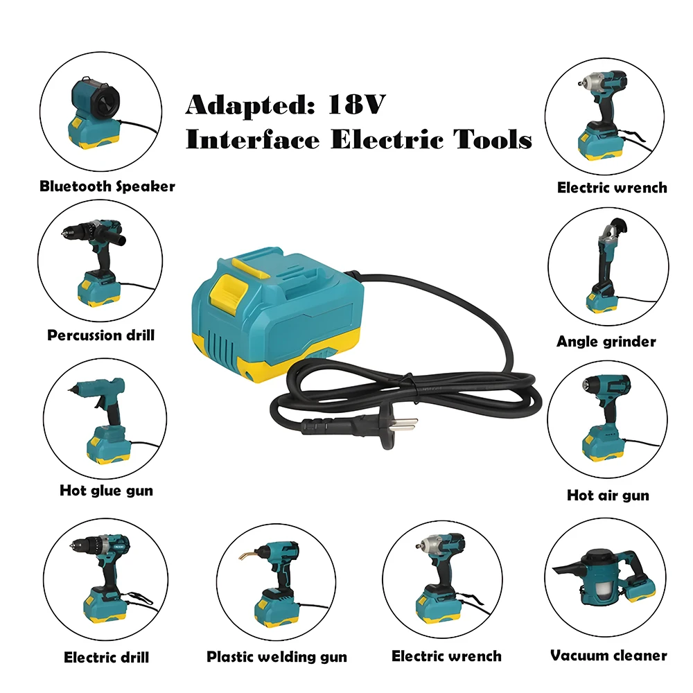 Podofo 220V AC zu 20V DC 40A DC-Stromadapter-Ladegerät-Wechselrichter für 18V-Schnittstellen-Elektrowerkzeuge EU-Stecker für kabelloses Werkzeugzubehör. – Detail 1