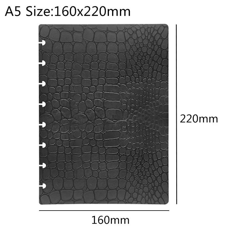 Couverture de carnet de notes A5, coque de rechange amovible en plastique, trou de champignon, couverture de carnet de notes, fournitures de papeterie de reliure