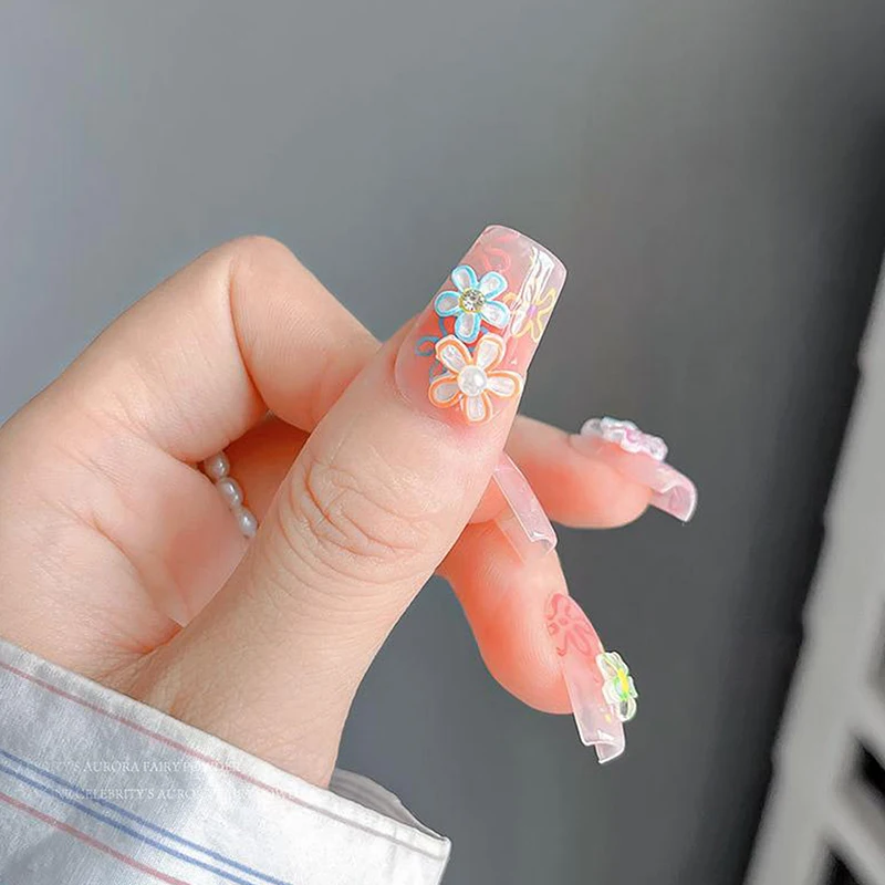 Accessoires pour ongles, fleur à cinq pétales pénétrant sur glace, résine mixte colorée, perceuse à ongles 3D, matériel de décoration pour bijoux d'ongles, 20 pièces