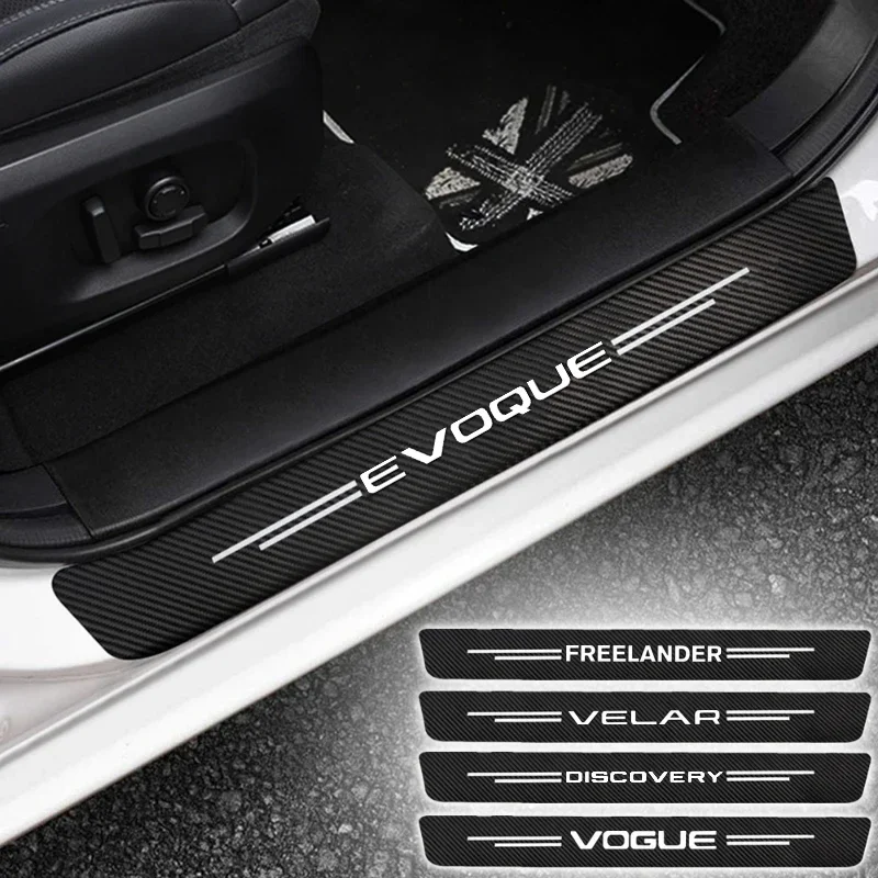 4Pcs Car Door Sill Protector Threshold Sticker Decals for Land Rover DISCOVERY EVOQUE SPORT VELAR VOGUE Autobiography Freelander
