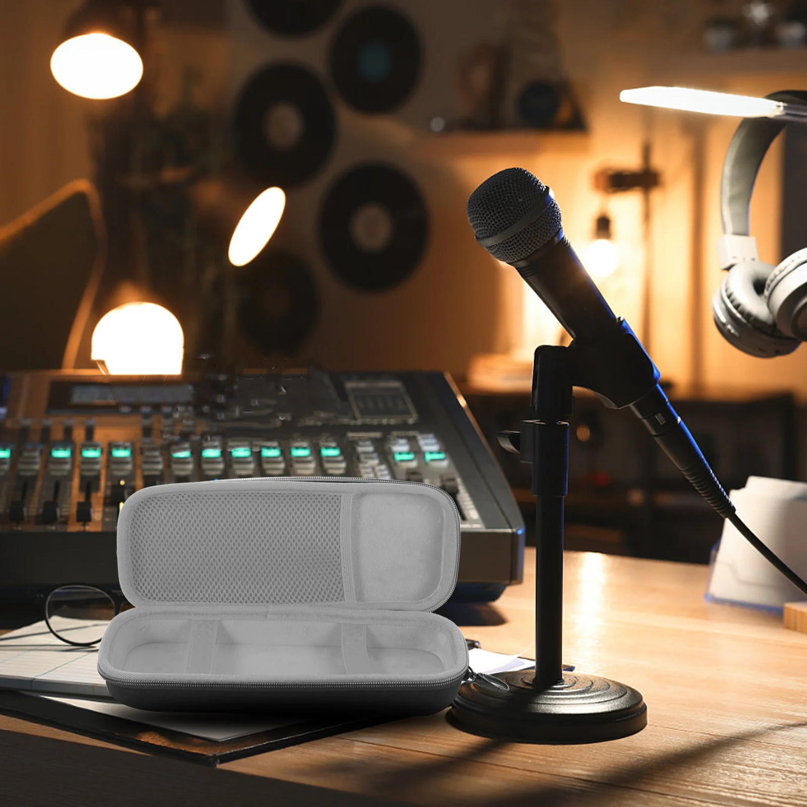 

Music Speaker Storage Bag Eva Aluminium Alloy Dual Microphone Carrier Portable Hard Case Waterproof Extrusion Proof