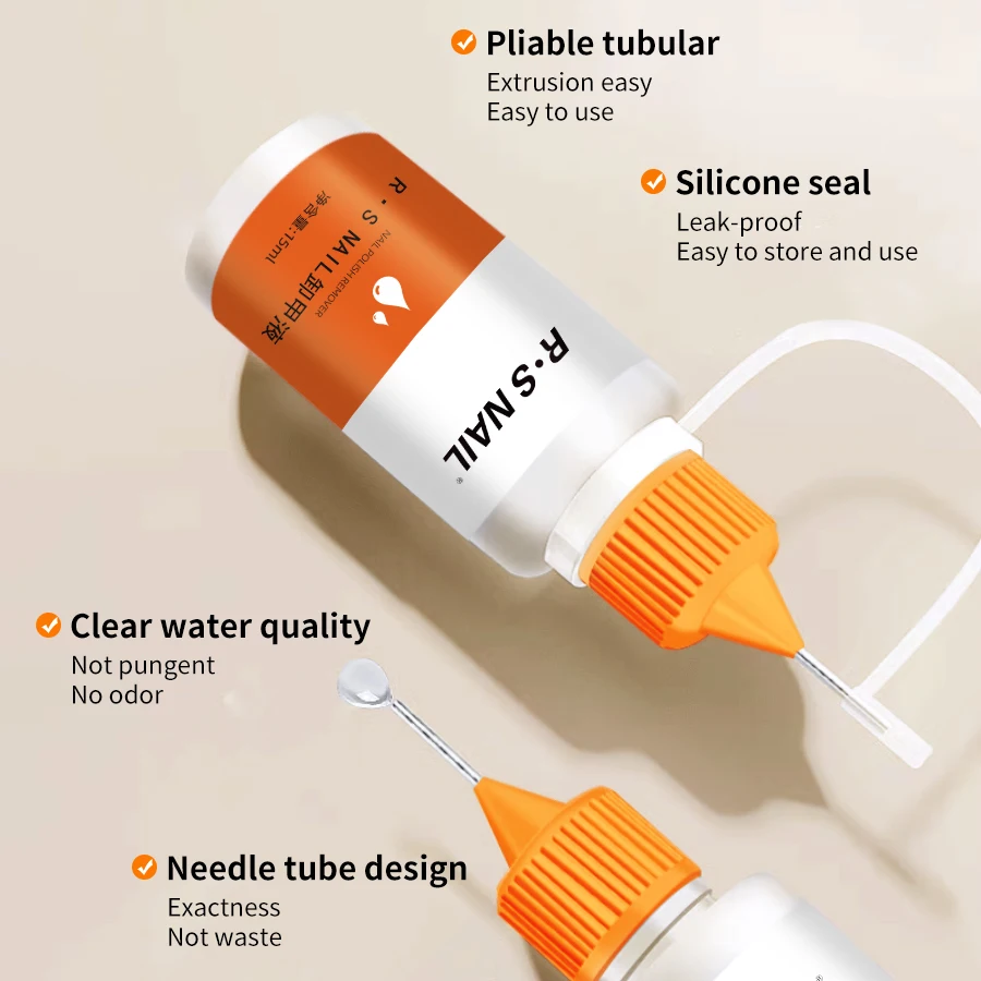 RS NAIL 15 ml Nagelkleberentferner zum Aufdrücken der Nägel. Entfernt leicht falsche Nagelspitzen. Feste Klebstoffe. Gelentferner. Festes Nagelspitzengel