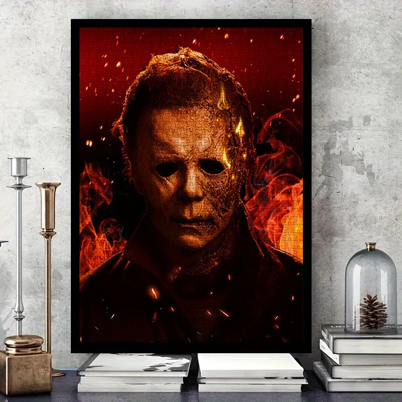 1000pcs Michael Myers Horror Movie Puzzle - High-Quality Cardboard, Vibrant Mixed Colors, Portable & Interactive Educational T