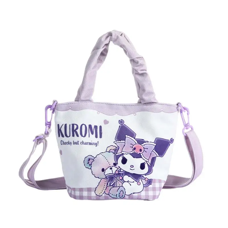 Kawaii Hello Kitty Large Capacity Wrinkled Bucket Bag Cartoon Cinnamoroll My Melody Kuromi Cute Lipstick Key Crossbody Handbag